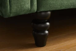 Schlafsofa MAISON BELLE AFFAIRE 220cm moosgrün Vogue Seiden Samtstoff 3-Sitzer