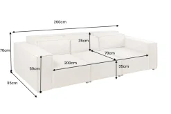 3-Sitzer Sofa BOSSA NOVA 260cm beige ocean Strukturstoff Couch inkl. Kissen