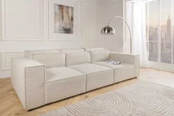 3-Sitzer Sofa BOSSA NOVA 260cm beige ocean Strukturstoff Couch inkl. Kissen