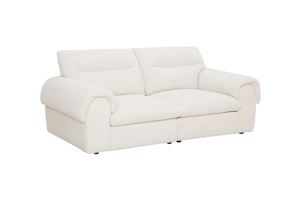 3-Sitzer Sofa SIXTH SENSE 210cm beige Bouclé-Strickstoff mit Nosagfederung und Daunenfedern