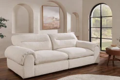 4-Sitzer Sofa SIXTH SENSE 245cm beige Bouclé-Strickstoff mit Nosagfederung und Daunenfedern