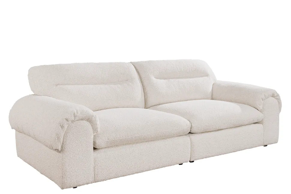 4-Sitzer Sofa SIXTH SENSE 245cm beige Bouclé-Strickstoff mit Nosagfederung und Daunenfedern