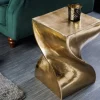 Skulp­tu­raler Beistelltisch TWIST 45cm gold Aluminium handmade Sitzhocker Nachttisch