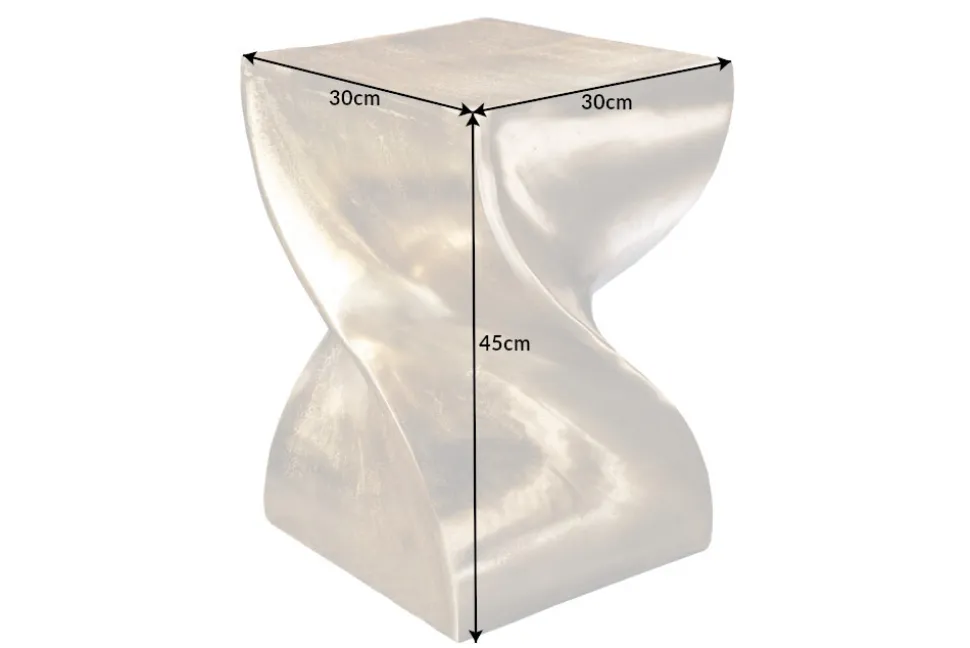 Skulpturaler Beistelltisch TWIST 45cm gold Aluminium handmade Sitzhocker Nachttisch