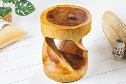 Skulpturaler Beistelltisch ARTE 35cm natur Suarholz rund handmade in Bali Sitzhocker