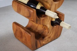Skulpturales Weinregal ARTE 100cm natur Suarholz handmade in Bali Flaschenhalter