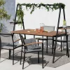 Stapelbarer Gartenstuhl RIO anthrazit grau natur Aluminium Massivholz wetterfest