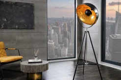 Stehlampe BIG STUDIO 170cm schwarz Blattgold-Optik Industrial Design