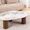 Stilvoller Couchtisch ORGANIKO 110cm weiß braun Walnuss Pandora Keramik