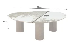 Stilvoller Couchtisch ORGANIKO 110cm weiß braun Walnuss Pandora Keramik