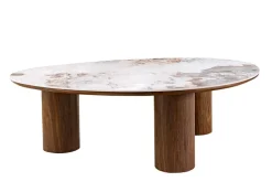 Stilvoller Couchtisch ORGANIKO 110cm weiß braun Walnuss Pandora Keramik