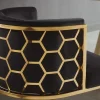 Stilvoller Stuhl ELEGANCE schwarz Samt gold Edelstahl mit Armlehne