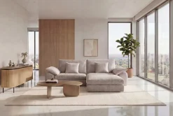 Stilvolles Big Sofa SOHO 260cm beige Chenille 4-Sitzer Couch mit Wellenunterfederung