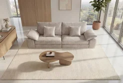 Stilvolles Big Sofa SOHO 260cm beige Chenille 4-Sitzer Couch mit Wellenunterfederung