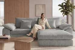 Stilvolles Big Sofa SOHO 260cm grau Chenille 4-Sitzer Couch mit Wellenunterfederung