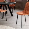 Stilvolles 2er-Set Stühle GLAMM rost braun Chenille Cremona schwarze Metallbeine