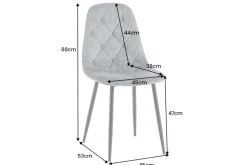 Stilvolles 2er-Set Stühle GLAMM grau Chenille Cremona schwarze Metallbeine