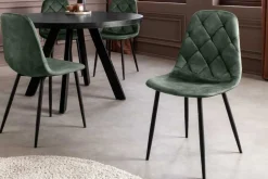 Stilvolles 2er-Set Stühle GLAMM grün Samt schwarze Metallbeine
