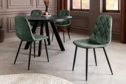 Stilvolles 2er-Set Stühle GLAMM grün Samt schwarze Metallbeine