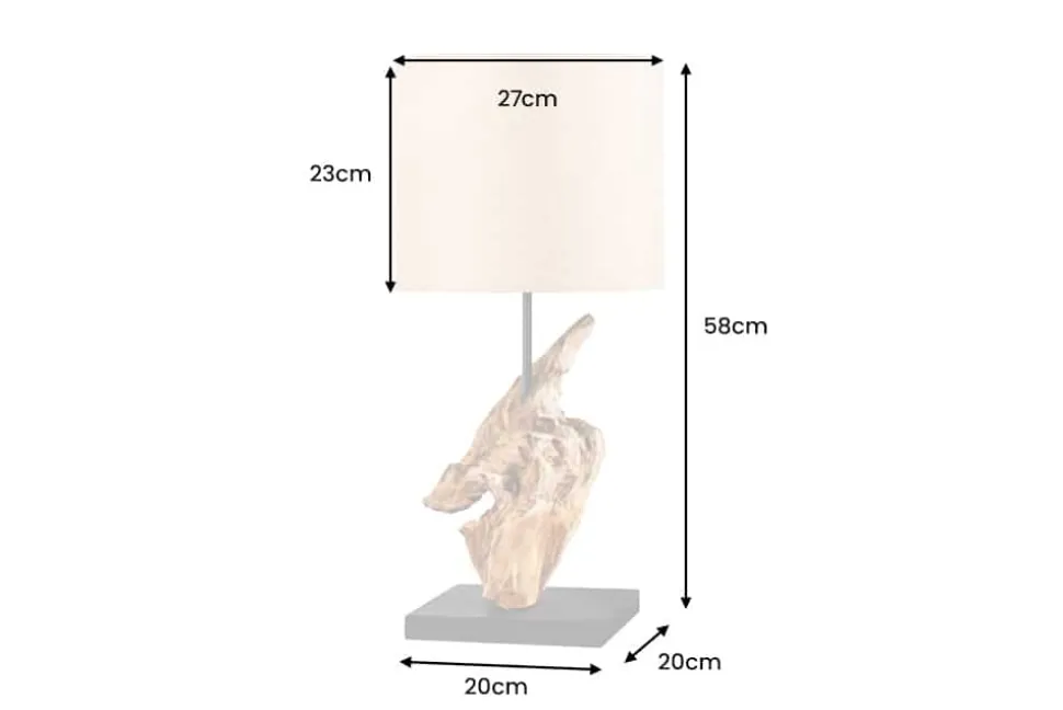 Treibholz Tischlampe HYPNOTIC 60cm natur Leinen-Schirm