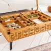 Vintage Couchtisch SEVEN SEAS 100cm natur Pinie Massivholz Glas Hairpin Legs mit Stauraum