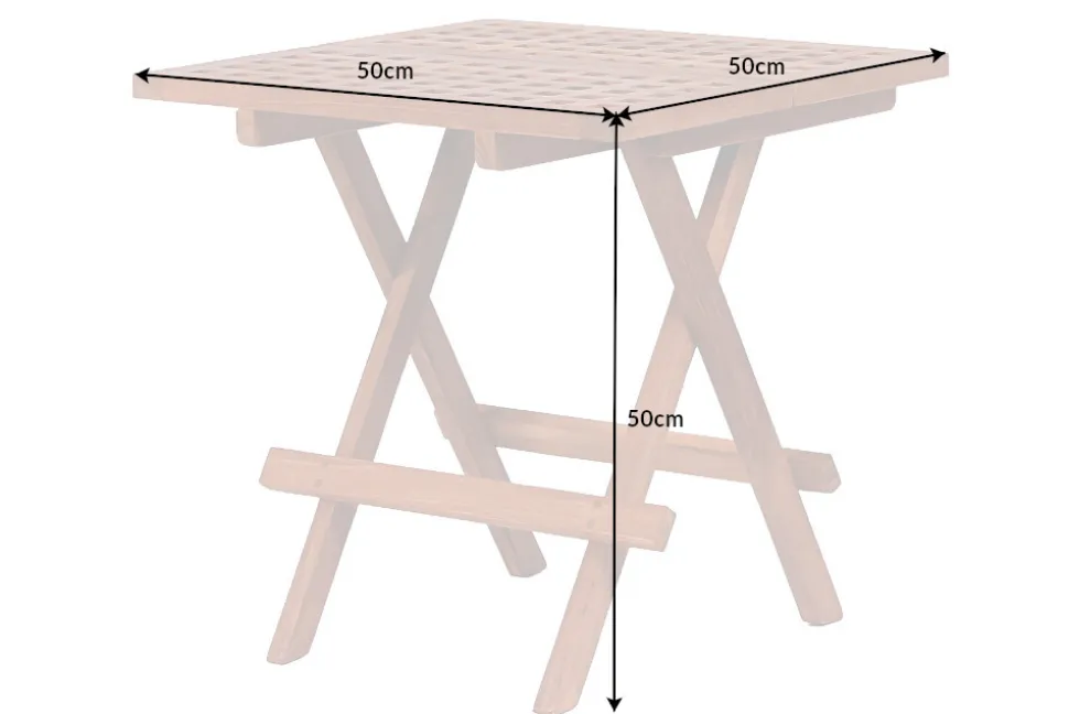 Wetterfester Beistelltisch EMPIRE TEAK 50cm Massivholz klappbar
