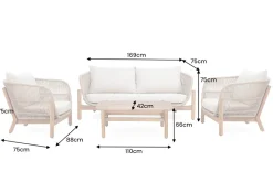 Wetterfestes Gartenlounge Set ROPE grau natur Akazienholz Aluminium inkl. Tisch Sitzpolster