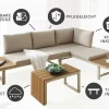 Wetterfestes Gartenmöbel Set IBIZA MODULAR LOUNGE 250cm champagner greige Aluminium