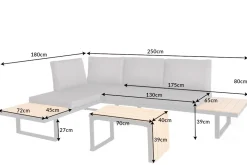 Wetterfestes Gartenmöbel Set IBIZA MODULAR LOUNGE 250cm champagner greige Aluminium