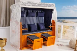 Wetterfeste XXL Strandkorbhülle OSTSEE transparent mit Reißverschluss für 3-Sitzer