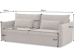 XXL Sofa mit Schlaffunktion APARTMENT grau Cord inkl. Bettkasten und Kissen