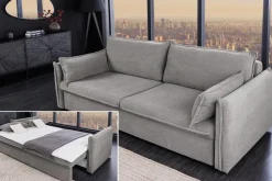 XXL Sofa mit Schlaffunktion APARTMENT grau Cord inkl. Bettkasten und Kissen