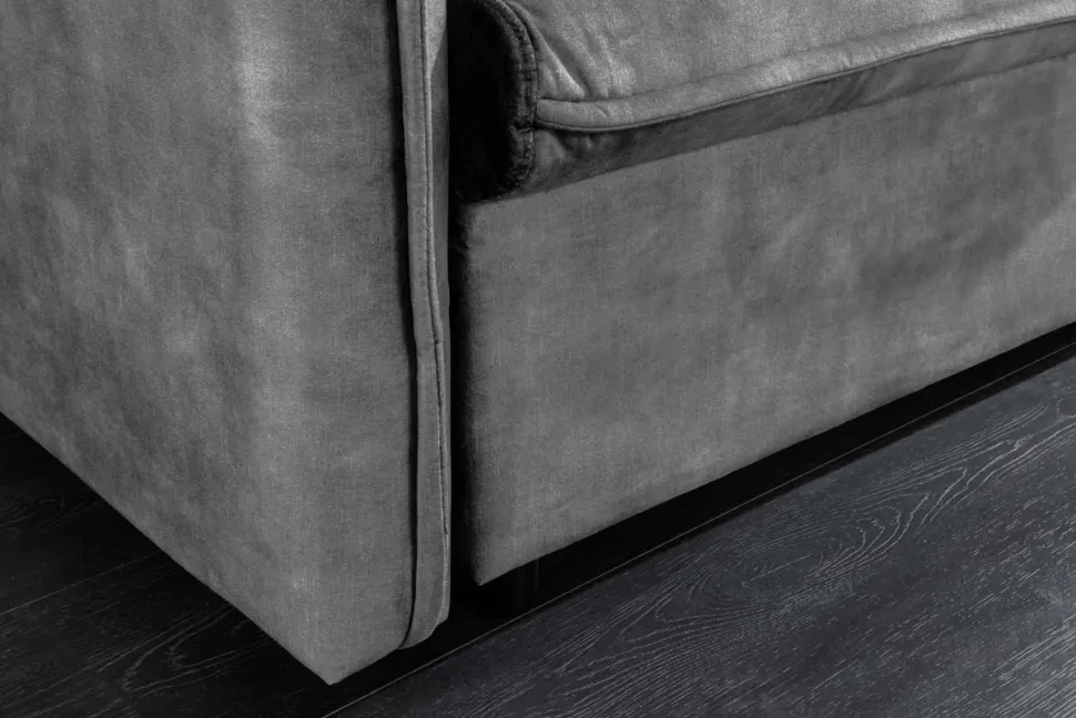 XXL Sofa mit Schlaffunktion APARTMENT grau Samt inkl. Bettkasten und Kissen